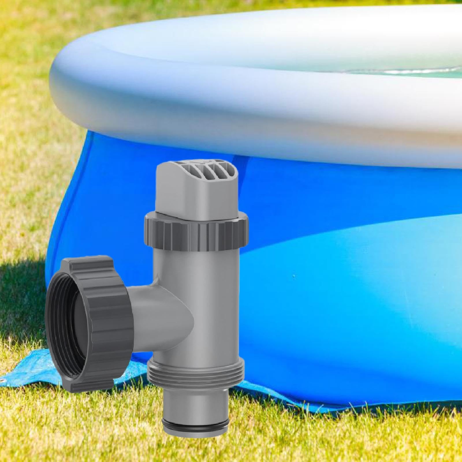 Válvula de para Piscina, Adaptador de Válvula de, de, Impermeable, de Goma PP, Fácil de Instalar para Reemplazo, Dos Vías 16x6cm