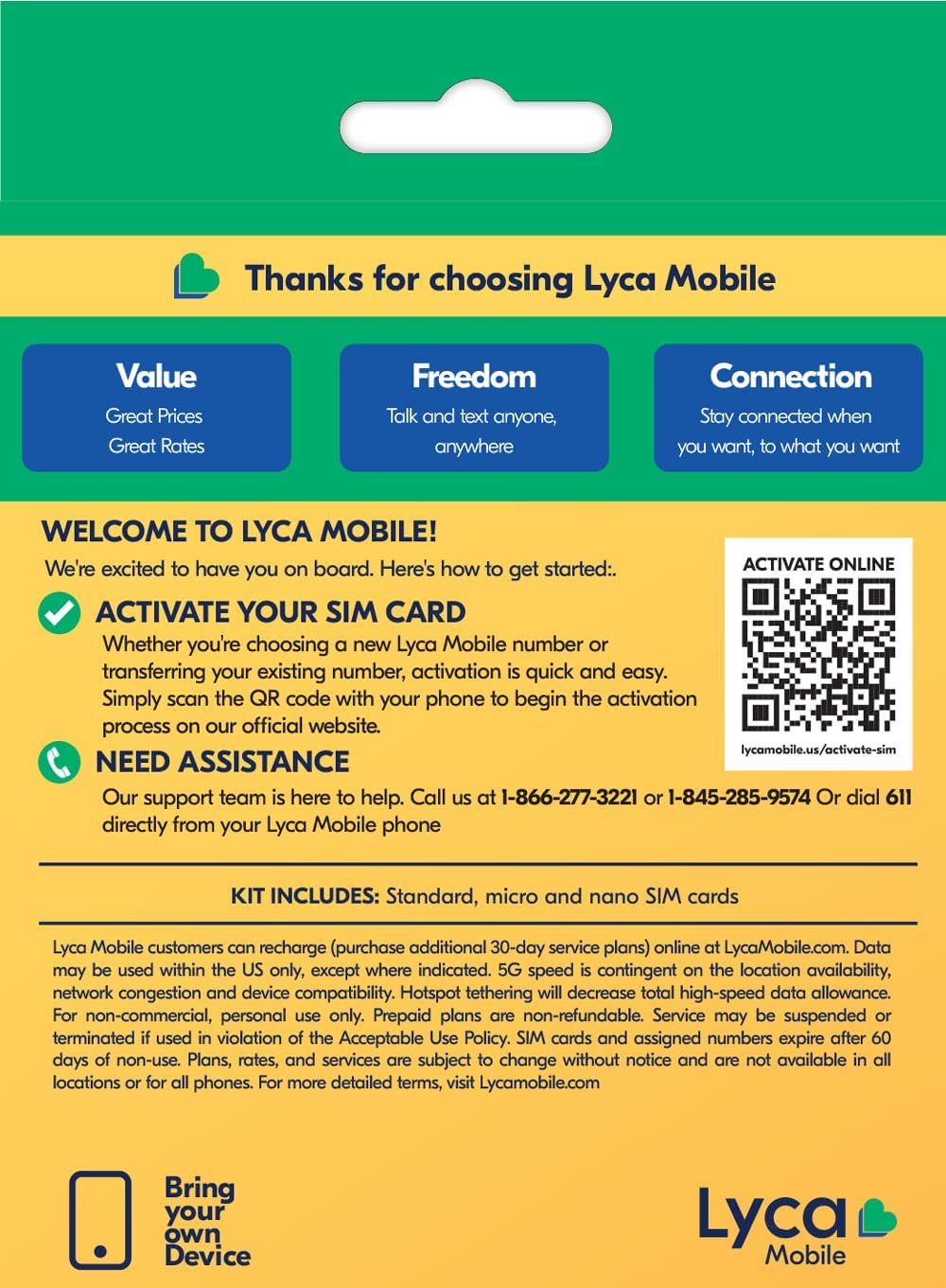 Lyca Mobile USA Prepaid 5G/4G SIM Card | $49 Plan | Unlimited Talk, Text & Data | 40GB High Speed Data (15GB Hotspot) | 30 Days
