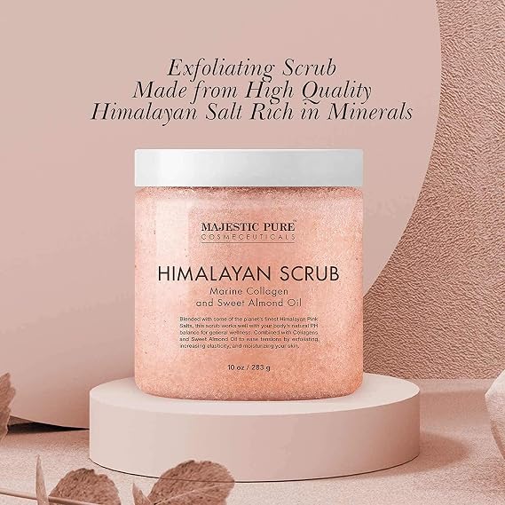 Majestic Pure Himalayan Scrub with Collagen (10 oz) and Coffee Scrub (10 oz) Bundle