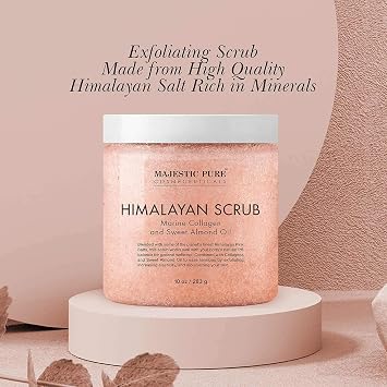 Majestic Pure Himalayan Scrub with Collagen (10 oz) and Coffee Scrub (10 oz) Bundle
