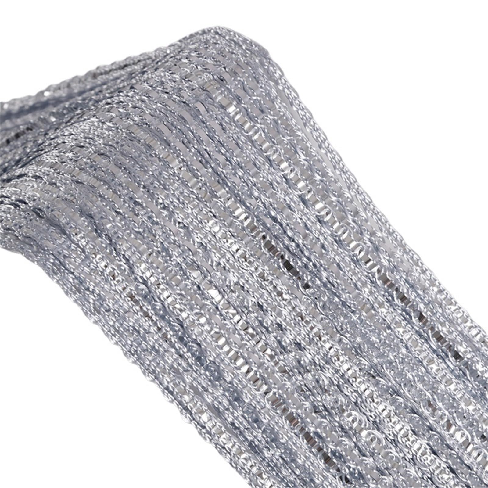 DFGBAPKBL beaded door curtain 1 Piece Silver Thread Glitter Rope Curtain Bead Decoration Room, Partition Beads Tassel Polyester Fabric For Living(Silver Gray)