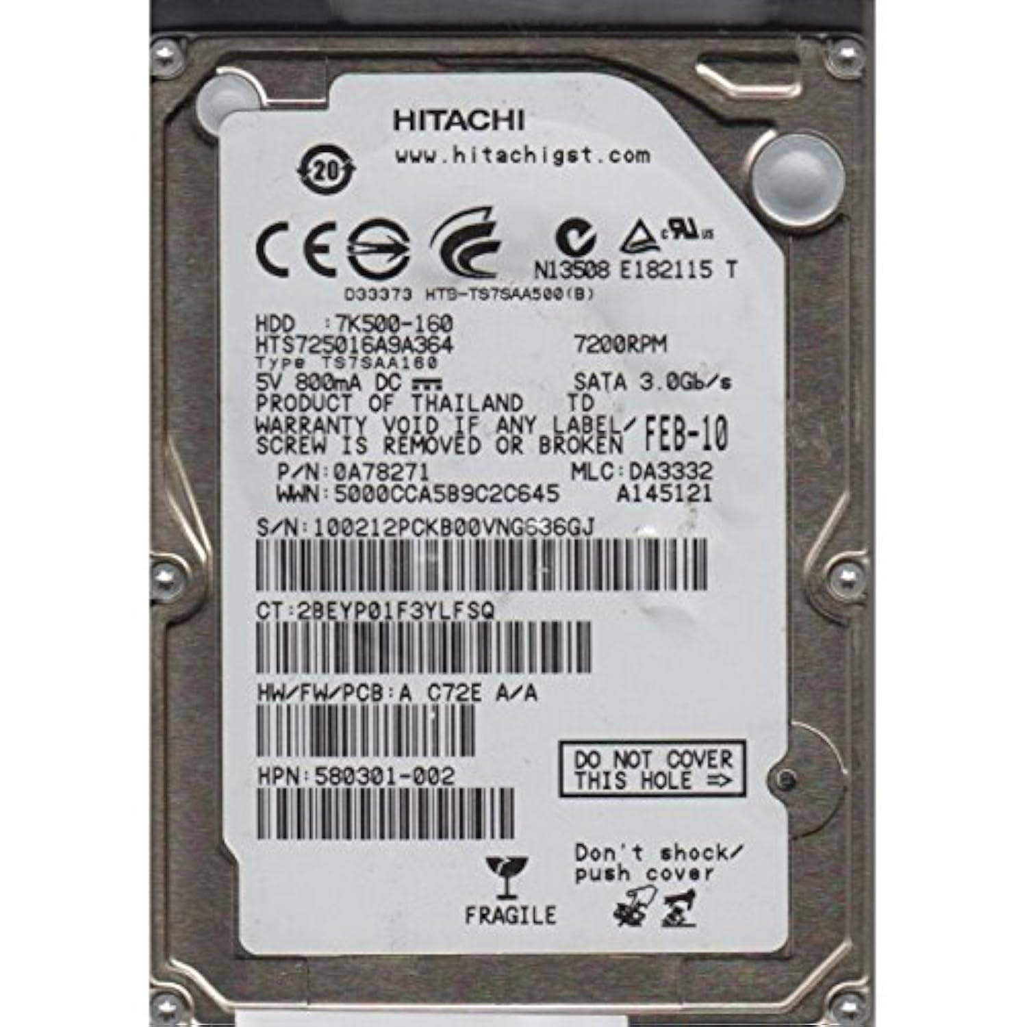 【hotate147】 Amazon.com: Hitachi Travelstar 7K500 160GB SATA 2.5