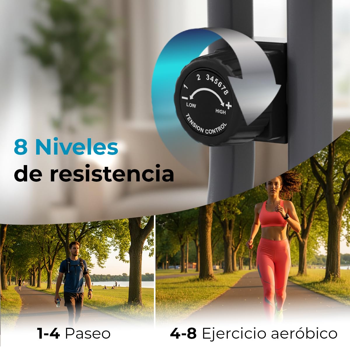 PRIXTON Bicicleta Estática Plegable Bike Fit BF150, Bicicleta de ejercicio Fitness, Resistencia magnética 1,5kg, Pulsómetro, 8 niveles, Ruedas de transporte, Manillar y Sillín Regulable, Soporte móvil