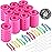 141 Pieces Hair Rollers Set Include 60 Plastic Hair Rollers (Pink,6 Size)