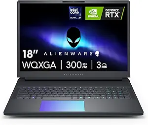 Alienware 18 Area-51 Gaming Laptop AA18250-18.0" WQXGA 300Hz 3ms Display, Intel Core Ultra 9 275HX, NVIDIA GeForce RTX 5080 Graphics, 32GB 2x16GB DDR5, 2TB NVMe M.2 PCIe Gen5 SSD, 2MP FHD IR Camera