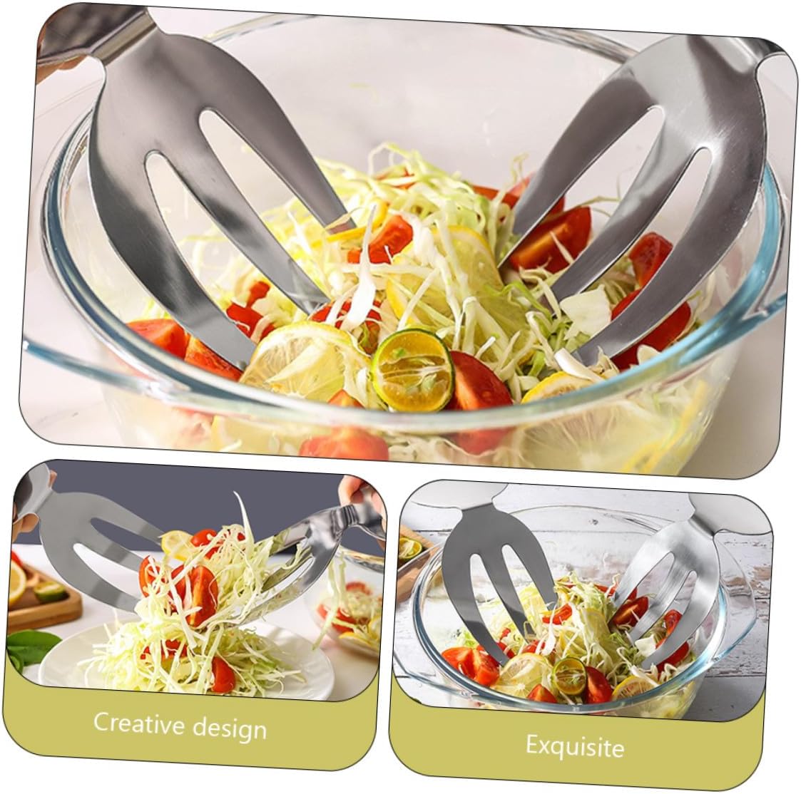 2pcs Stainless Steel Salad Fork Servers, Lightweight Portable