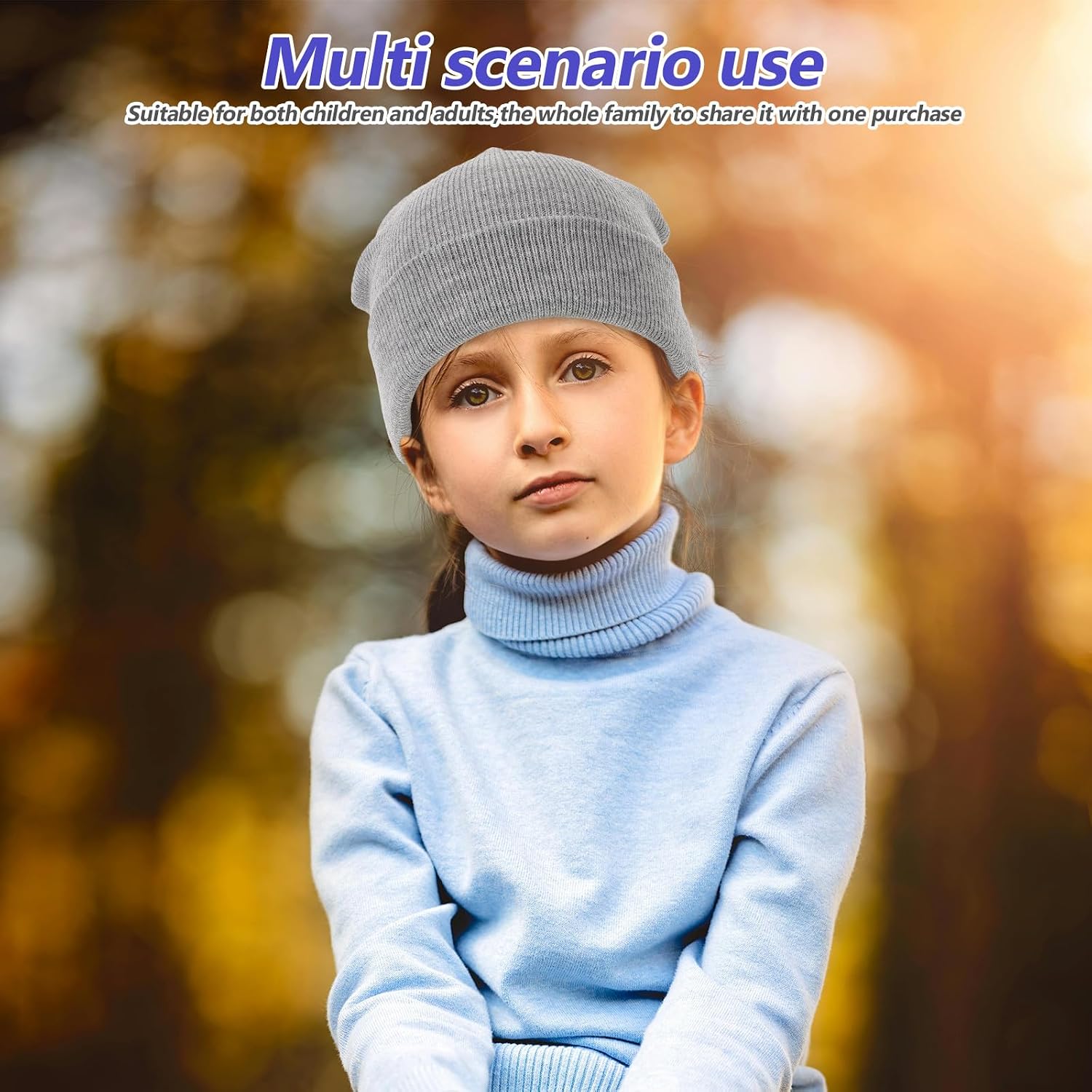 Xmas 2pcs Kids Beanie Knitted Hat Windproof Winter Cap Unisex Multi