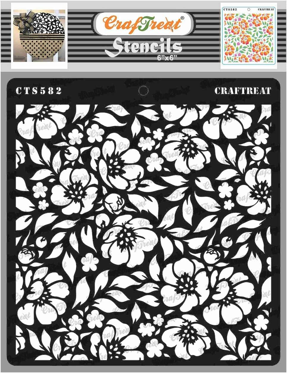 Flower Stencils for Painting on Wood, Canvas, Paper, Fabric, Floor, Wall and Tile - Anemone Background - 6x6 Inches - Reusable DIY Art and Craft Stencils for Painting Flowers