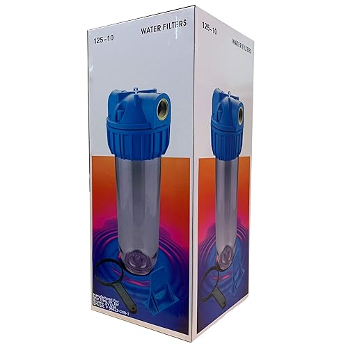 Miniatura 9 de Sistema de filtro de agua transparente estándar transparente de 10 pulgadas para toda la casa con botón de alivio de presión, puerto de latón de