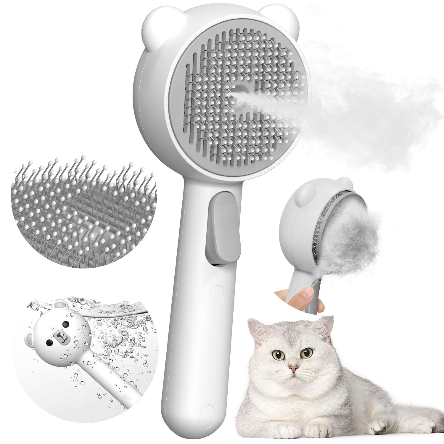Cepillo de vapor para gatos y perros con 2 niveles de spray miniatura 1