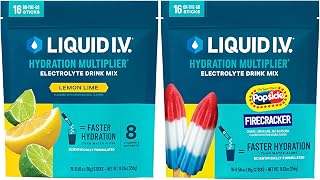 Liquid I.V.® Hydration Multiplier - Classics - Lemon Lime + Firecracker - 2 Pack (16 Servings)