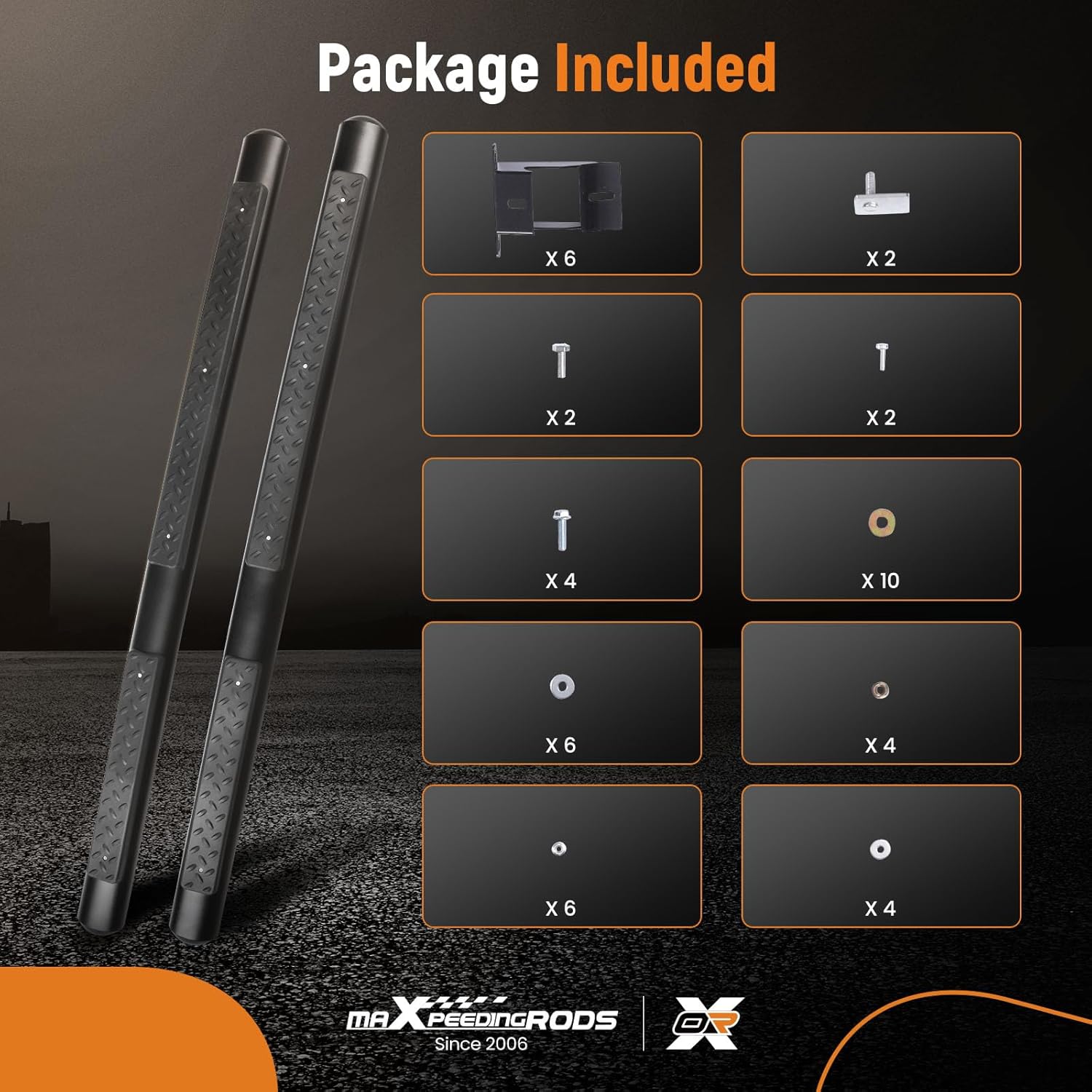 maXpeedingrods Running Boards for Jeep Grand Cherokee 2011-2021 With Mounting Brackets & Hardware, SUV Black Nerf Bars with Anti-Slip Surfaces, 450LBS Load