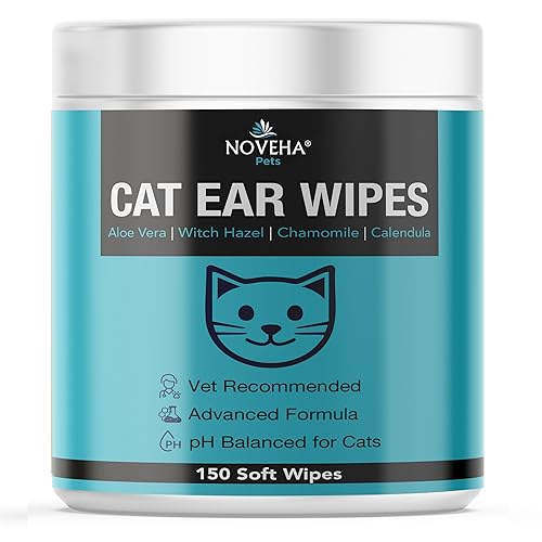 NOVEHA Cat Ear Wipes that Gently Clean & Soothe Sensitive