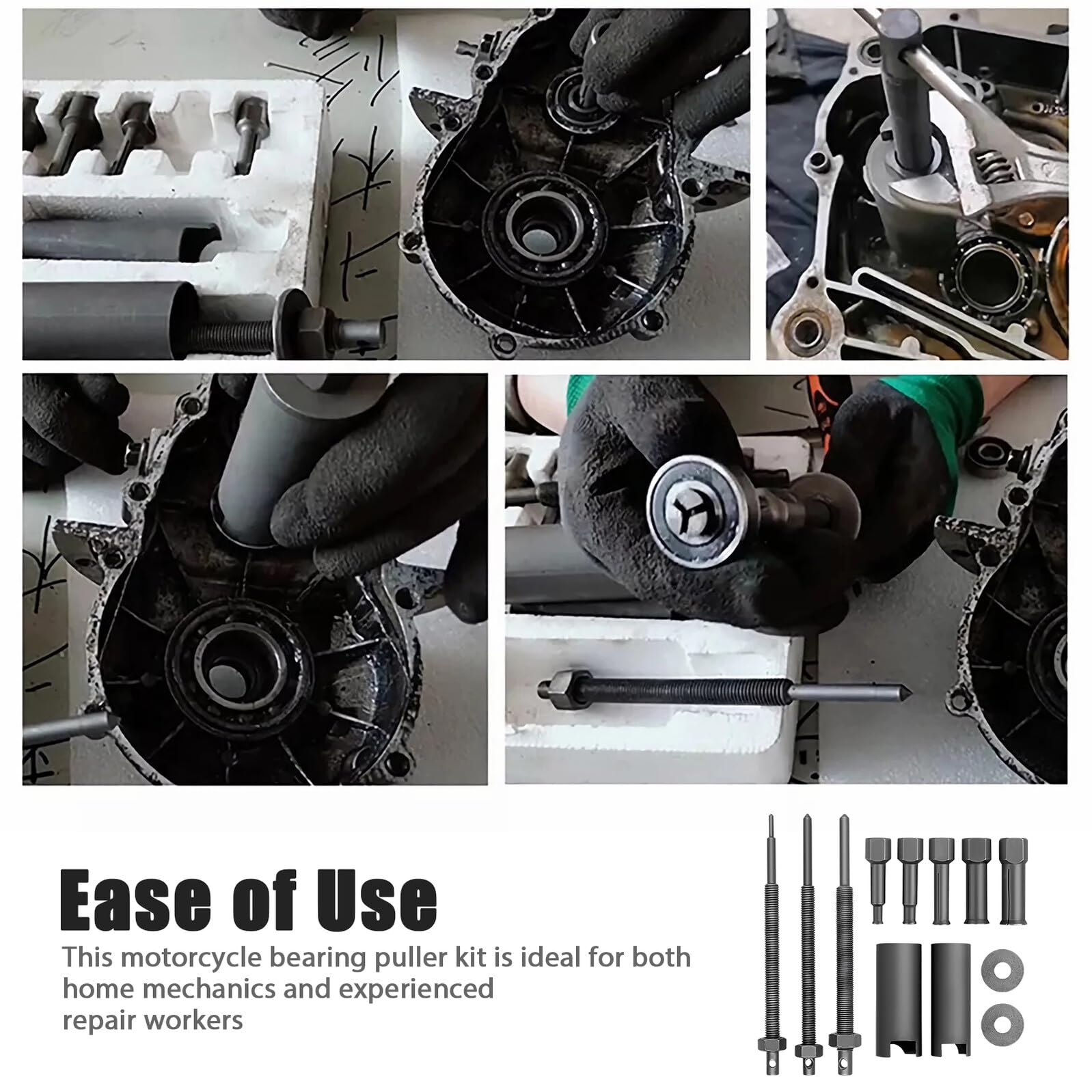 Alipis Extracteur de Roulement Moto Alliage Gris Kit de Démontage et Installation de Roulements Roues Outil Robuste et Précis pour Extraction Rapide