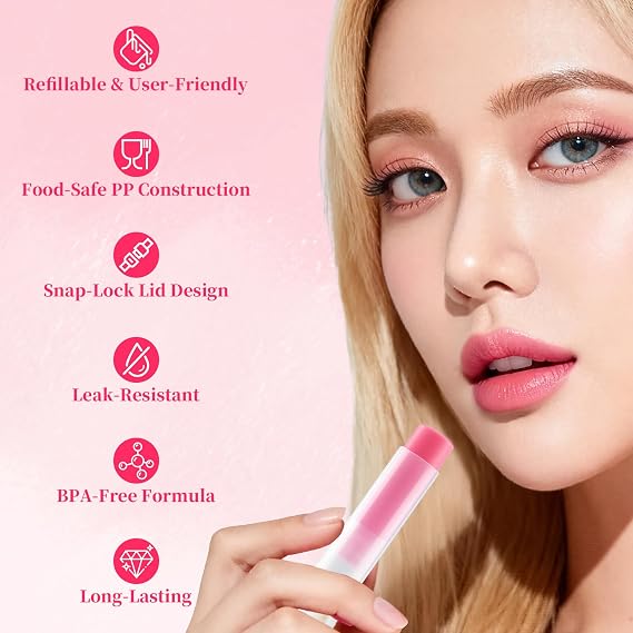 10 PCS Empty Lip Balm Tubes, 5g Fully Clear Plastic Lip Balm Containers, Twist-up Rotatable Tubes Lip Gloss Balm Containers for DIY Homemade Lipstick, Chapstick, Solid Perfume and Gift Making