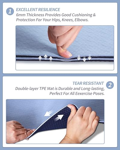 Miniatura 4 de COOLMOON Alfombrilla de yoga extra gruesa de 14 de pulgada de doble cara, antideslizante, esterilla de yoga para mujeres y hombres, esterillas de