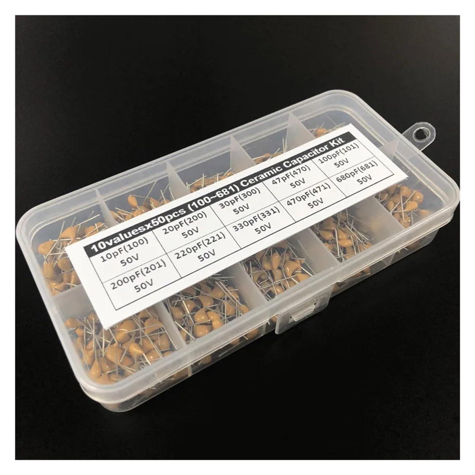 Kit de 500 condensateurs céramiques multicouches assortis de 10pF à 680pF