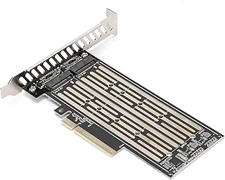 Dual M.2 PCIe Adapter, M.2 NVME SSD M Key to PCIe 3.0 X8 Expansion Card Support 22110/2280/2260/2242/2230, Boot As System Disk - 32Gbps