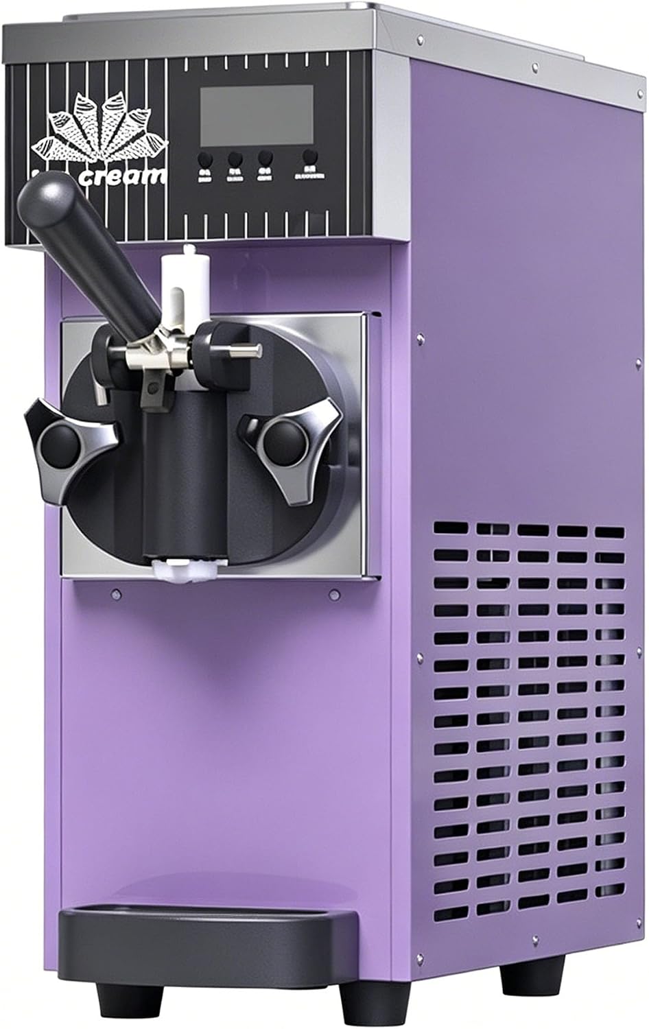 Soft Serve Ice Cream Machine for Home, 450W 110V Single Flavor Soft Serve Ice Cream Maker Machine with Pre-Cooling, Auto Clean, 1L Hopper for Restaurant Snack Bar