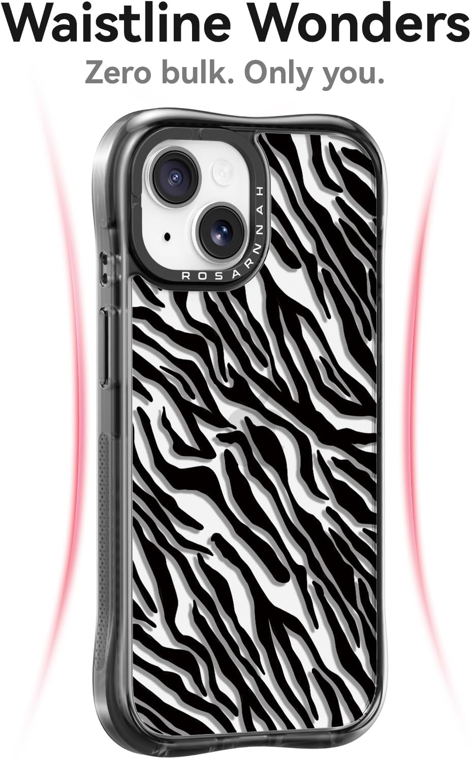 Rosarnnah for iPhone 13 / iPhone 14 Case Cute - Military-Grade 20 ft Drop Protection Shockproof Phone Case - Funny Black Zebra Print Design (6.1") Black
