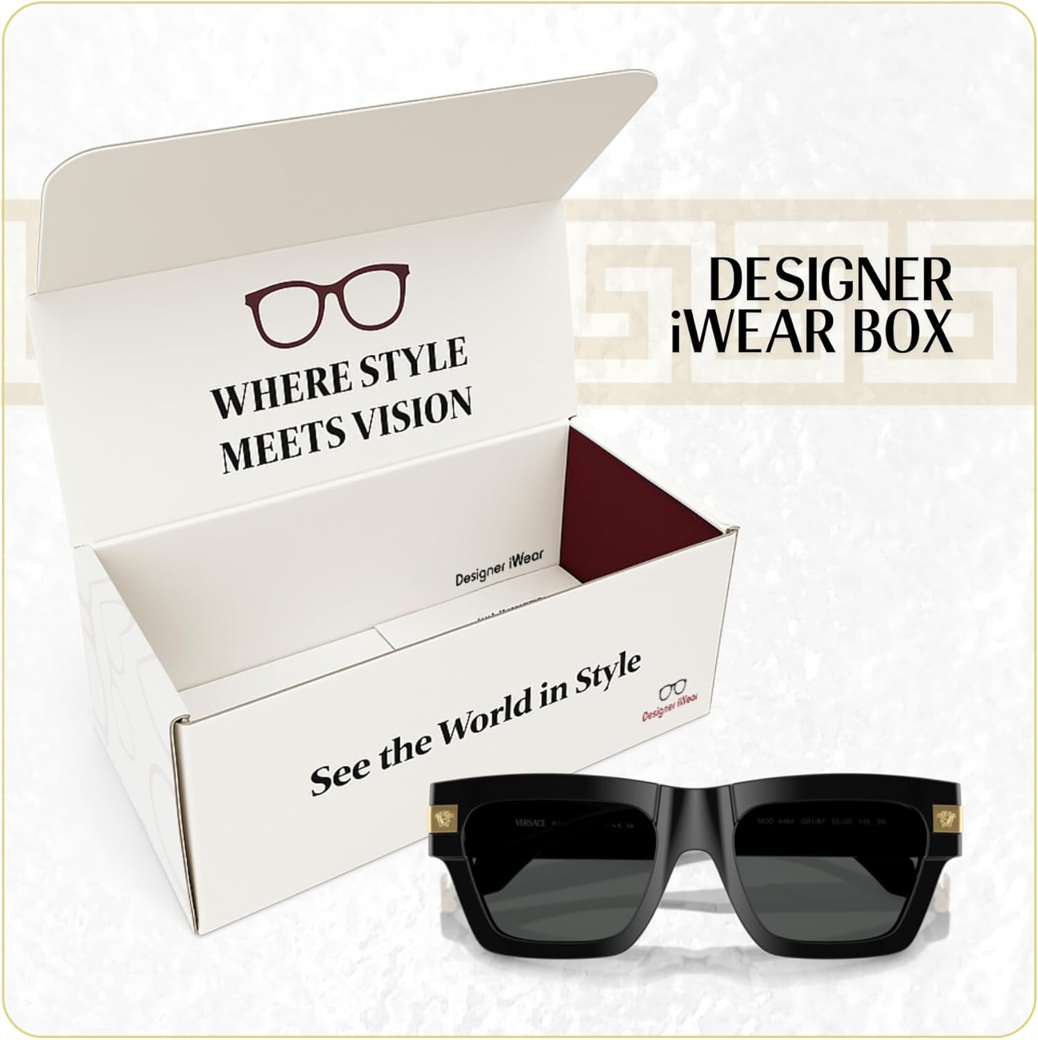 Versace VE4464 Rectangular Sunglasses for Men +BUNDLE with ACCESSORY EYEWEAR KIT