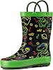 HISEA Rubber Rain Boots for Toddlers and Kids Boys Girls - Lightweight Waterproof Rain Shoes with Easy-On Pull Handles, Non-Slip