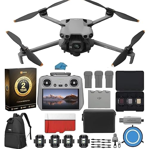 DJI Mini 5 Pro Fly More Combo PLUS with DJI RC 2 Controller (with screen), Folding Drone with Camera, 1-Inch CMOS, 4K Drone for Beginners with Omnidirectional Obstacle Sensing, ActiveTrack 360°, 225° Gimbal Rotation, 3 High Capacity Batteries Bundle with 2 Year Extended Warranty