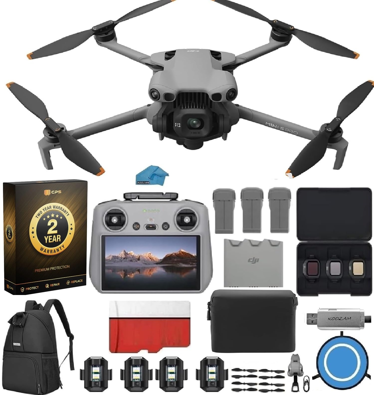 DJI Mini 5 Pro Fly More Combo PLUS with DJI RC 2 Controller (with screen), Folding Drone with Camera, 1-Inch CMOS, 4K Drone for Beginners with