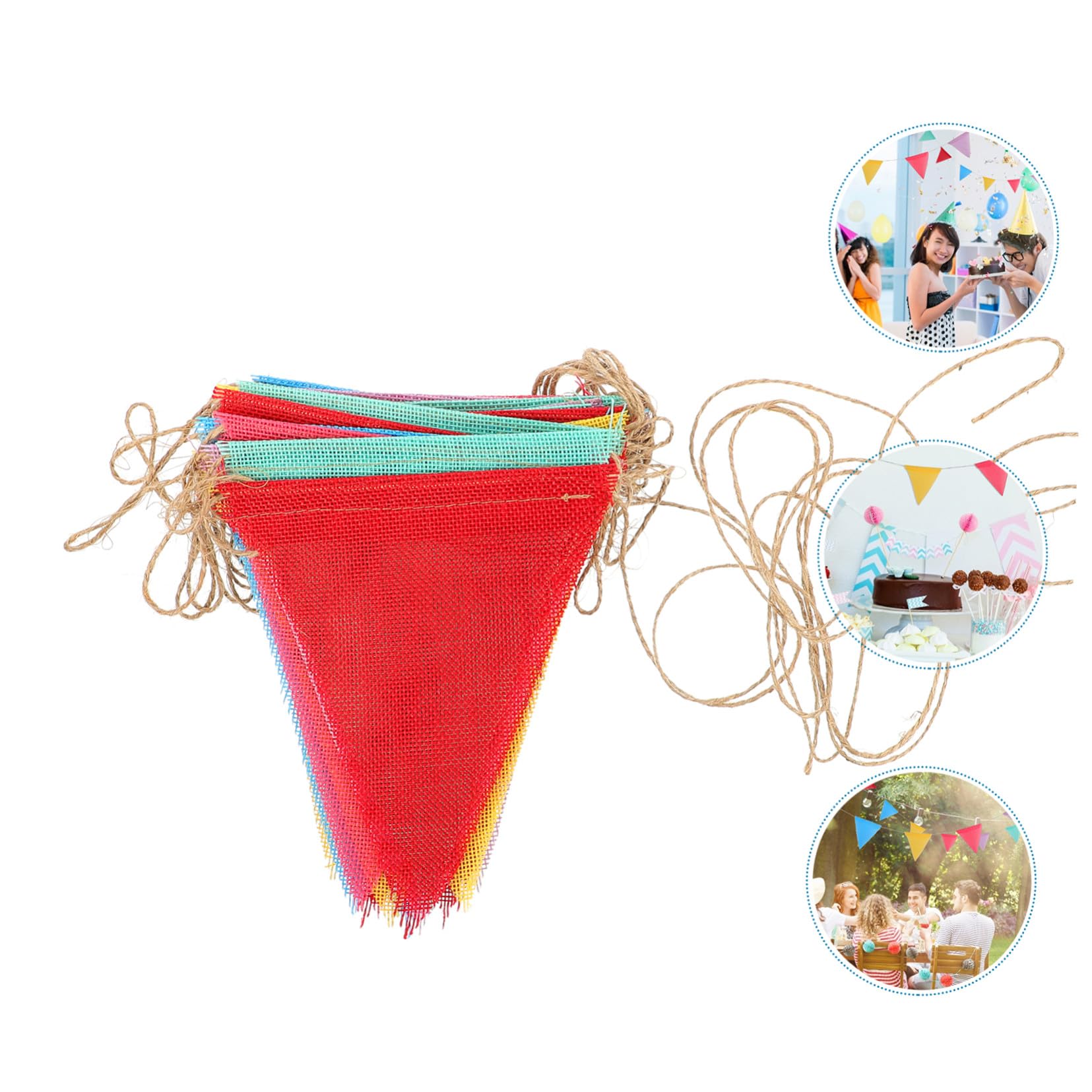 VICASKY 7 Packungen Mehrfarbige Stoff Wimpelkette Teilig Beidseitig Nutzbare Dreieckige Pennant Flag Langlebige Hochzeit Party Deko für Indoor Garten Feier Buntes Wimpel Banner Girlande