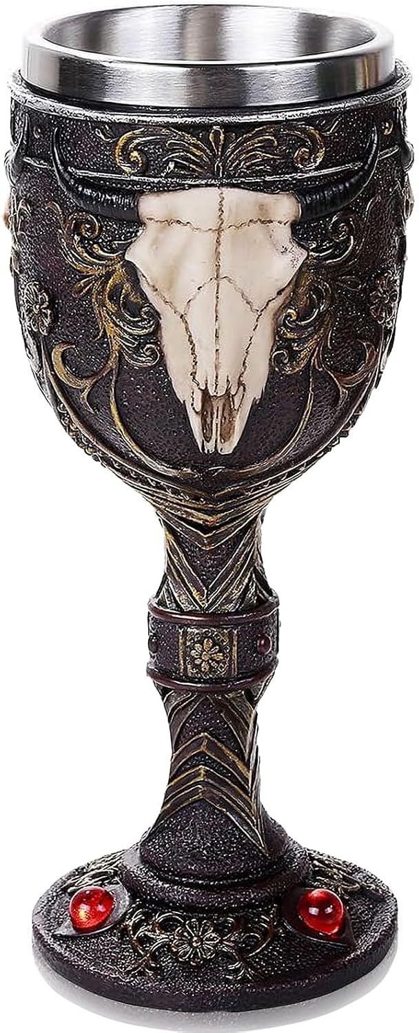 Medieval Gothic Stainless Steel Dragon Chalice Goblet, Dungeons and Dragons Vikings Halloween Warrior Pirate Resin Body Stainless Steel Decorative Cup Party Gifts for Birthday 7oz (B)