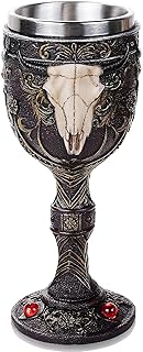 Medieval Gothic Stainless Steel Dragon Chalice Goblet, Dungeons and Dragons Vikings Halloween Warrior Pirate Resin Body Stainless Steel Decorative Cup Party Gifts for Birthday 7oz (D)