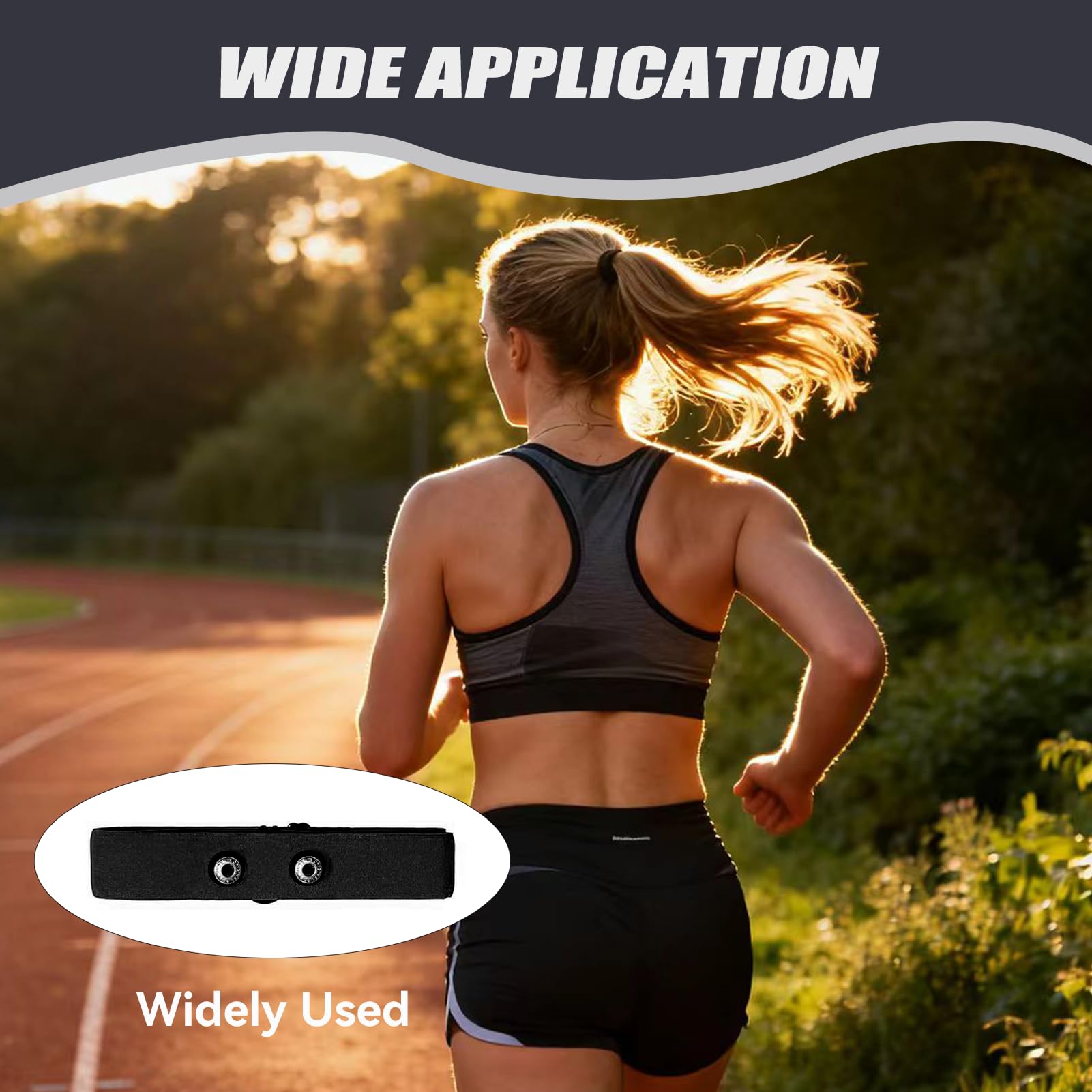 Monitor de frecuencia cardíaca Deportivo elástico, Correa Pectoral elástica Ajustable de Repuesto, Compatible con Garmin, Wahoo, Polar H10, H9, Coospo, Magene, Bryton y Livlov.