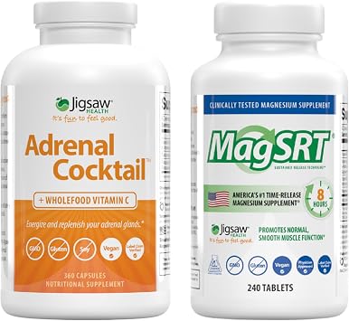 Jigsaw Health Bundle | Adrenal Cocktail, 360 Capsules, and MagSRT, 240 Tablets