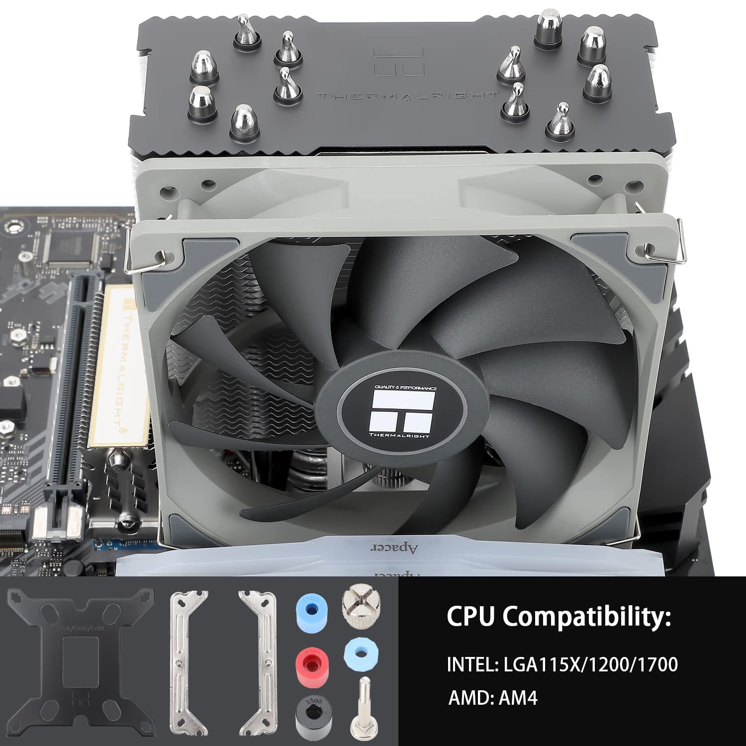 Thermalright Burst Assassin 120 CPU Cooler,154mm High Heatsink Cooler with 12cm PWM Fan,Computer Cooling for AM4/AM5;Intel lga1851/1700/1150/1151/1200,6 Heat Pipes