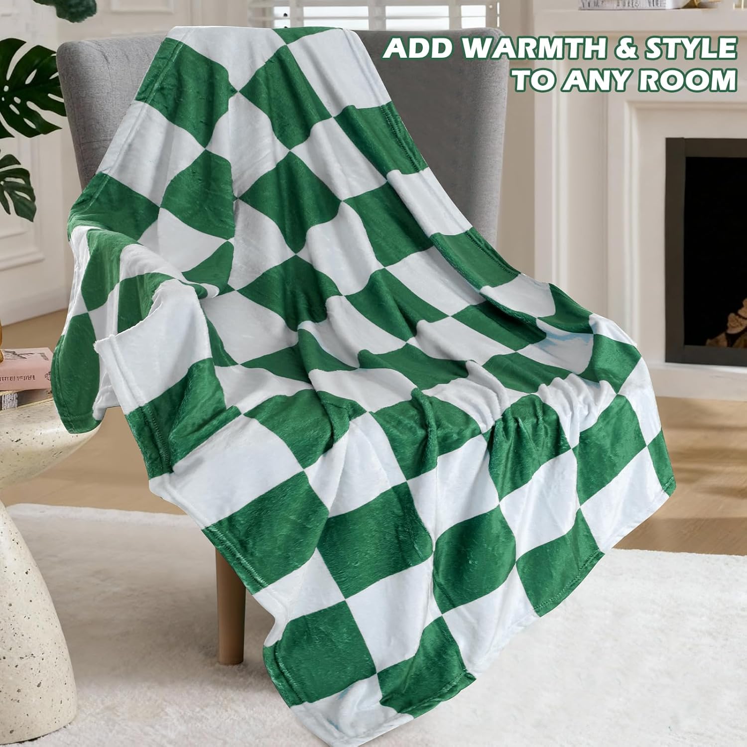 Buryeah 12 Pcs Checkered Flannel Throw Blankets Bulk 40" x 50" Warm Soft Blankets for Home Bed Sofa Chair Decoration Camping Travel