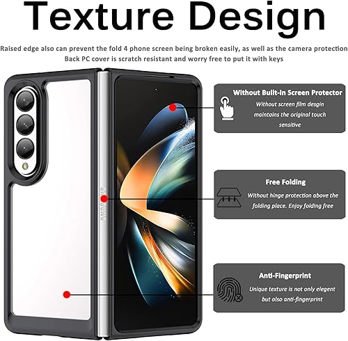 Miniatura 5 de Miimall Funda compatible con Samsung Galaxy Z Fold 4 2022, carcasa plegable ultrafina y gratuita, parte trasera transparente de policarbonato duro