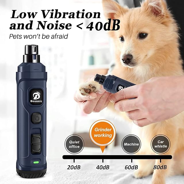 Foto 3 de 7 de Bousnic Lima de Uñas Eléctrica Clíper Kit para Perros, 2 velocidades y 2 Luces LED