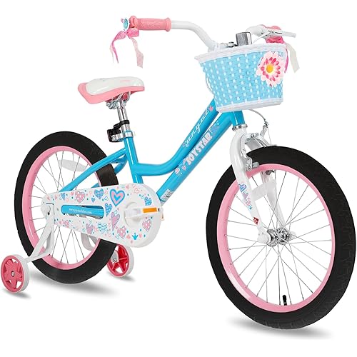 JOYSTAR Angel Girls Bike for Toddlers and Kids Ages 2-13 Years Old, 12 14 16 18 20 Inch Kids Bike with Training Wheels & Basket, 20 24 Inch Girls Bicycle with Handbrake & Kickstand