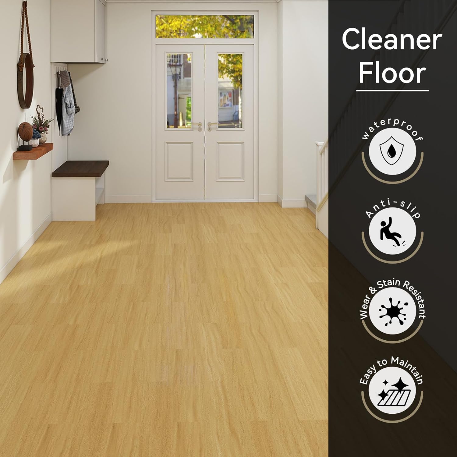Mysflosy Peel and Stick Floor Tiles, Self-Adhesive Luxury Vinyl Flooring Plank, 6'' x 36'', 36 Pack 54 Sq.Ft, Waterproof DIY Deep Wood Grain Planks Easy to Install for Kitchen, Living Room
