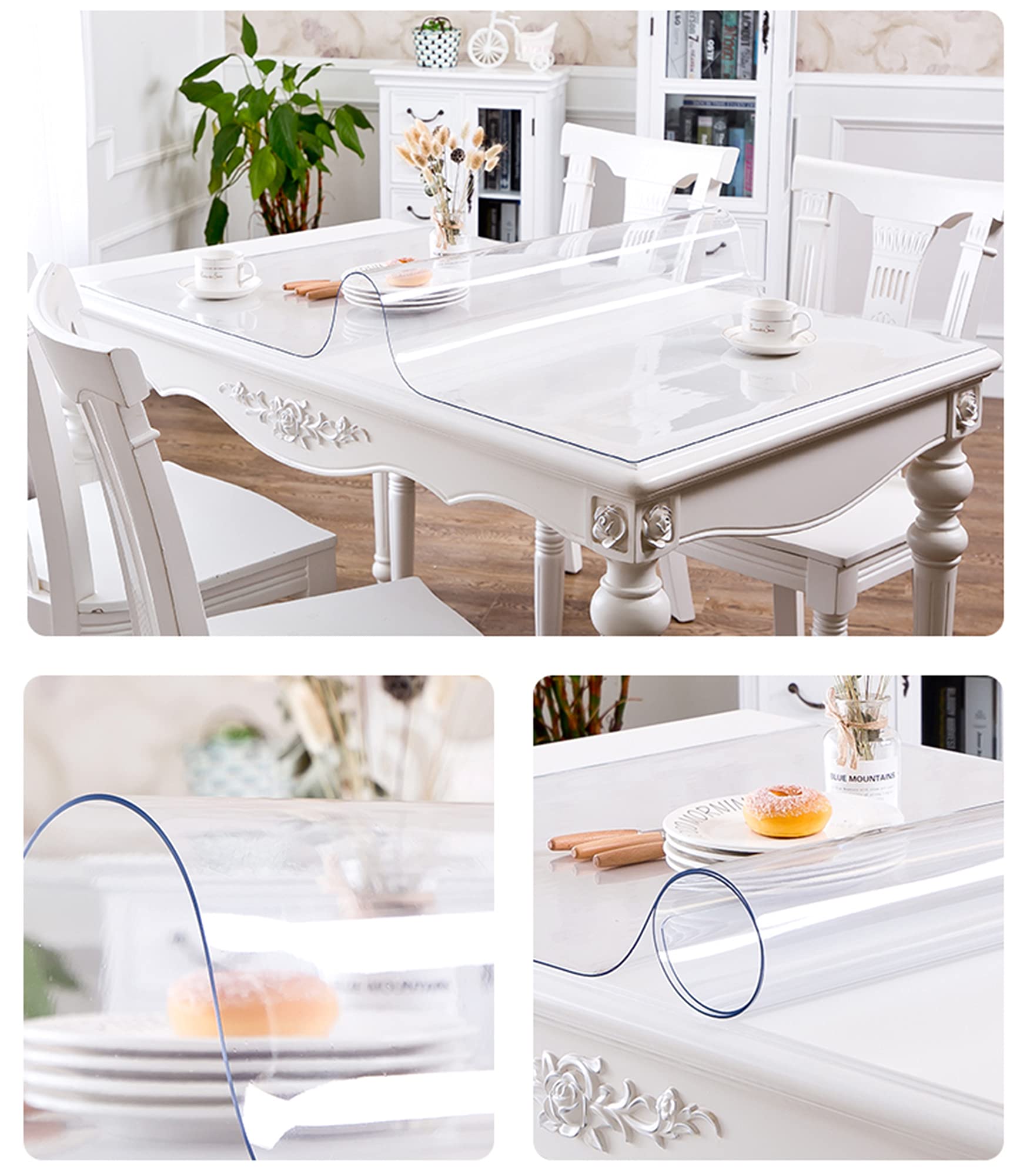 Sous-main de bureau imperméable et transparent en PVC antidérapant - Protection de table résistante à la chaleur - Pour bureau ou maison - 140 x 60 cm