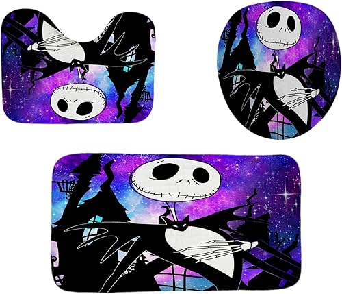 Miniatura 4 de DDS-DUDES Juego de 4 cortinas de ducha de Navidad para niños, decoración de Halloween con 12 ganchos de cortina para baño, impermeable, 71 x 71