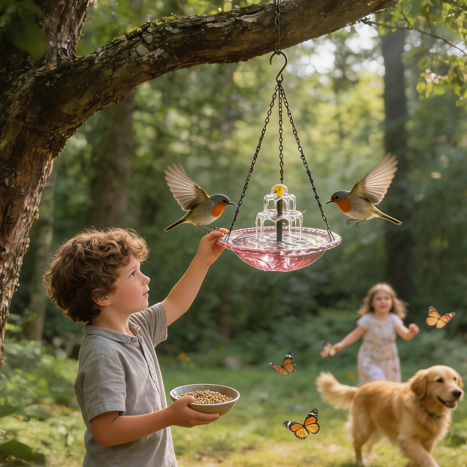 Fuente de Agua Solar para Baño de Aves Recipiente de baño para aves de | Bebedero para Colibríes para Jardineros, Hogares, Patios, Amantes de Aves, Balcones, Terrazas, Jardines, Parques, Es