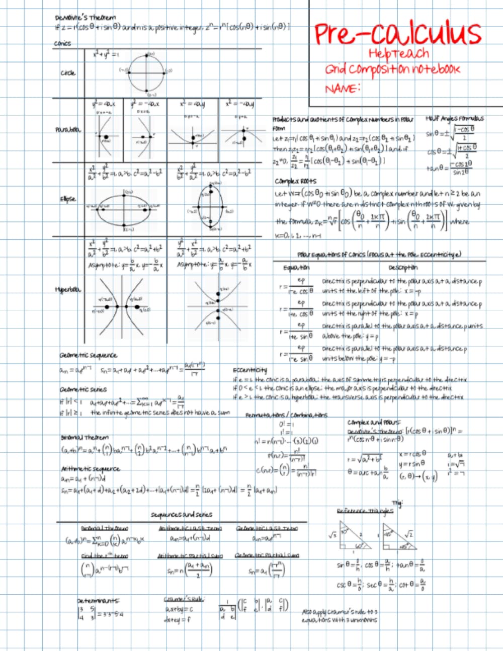 Pre Cal Cheat Sheet Pre Calculus Cheat Sheet Etsy