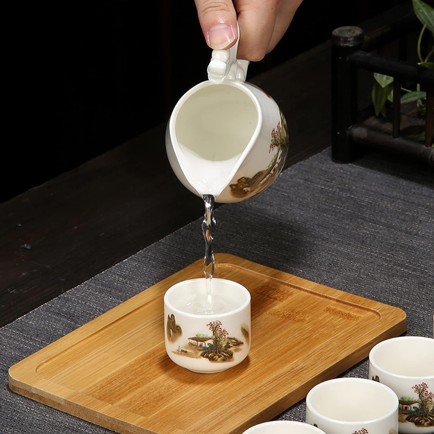 Sake Cup Set*7 Piece Sake Set, Traditional Retro Ceramic Sake Cups Set, with 6 Sake Cups, 1 Sake Pot, Elegant Design Best Gift for Family and Friends Mugs, Onecolor