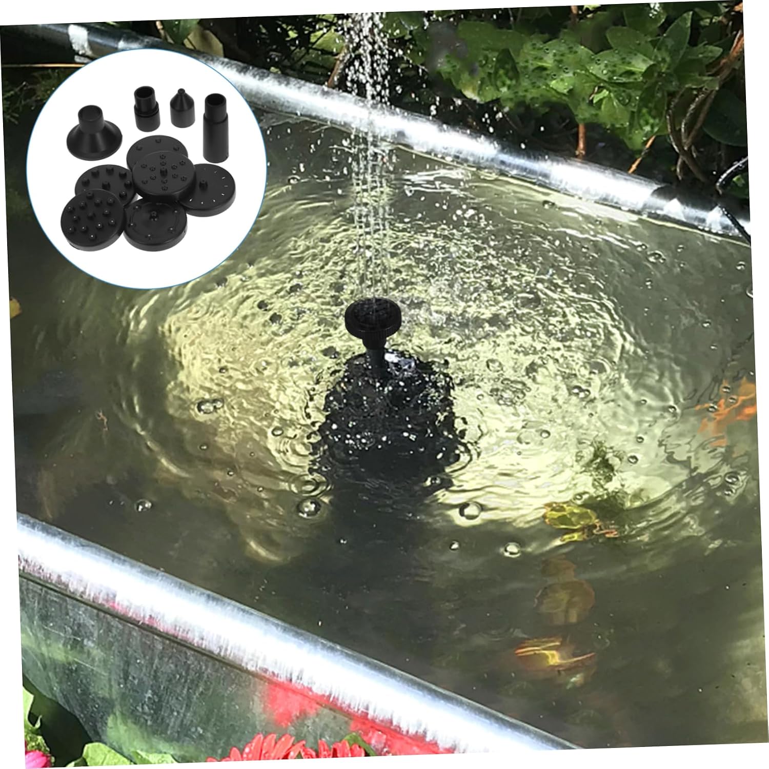 HANABASS 3 Sets Solar Powered Fountain Pump Nozzles for Bird Baths Garden Fish Tanks Water Bowls Durable Plastic Easy Installation Solar Efficiency Use