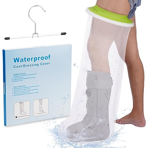 Miniatura 8 de Fundas de fundición impermeables para piernas de ducha para adultos, protección completa de piernas largas para heridas, mantiene el yeso y el