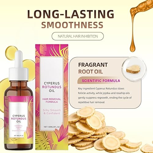 Miniatura 2 de Aceite Cyperus Rotundus, aceite natural de Cyperus Rotundus para depilación, reduce el crecimiento no deseado del cabello, hidratante y calmante