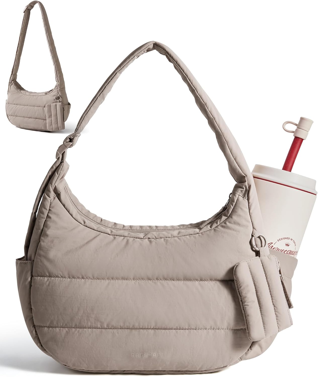 BAGSMART Shoulder Bag for Women Small Puffer Purses Crossbody Bag, Lightweight Fluffy Hobo Handbag Puffy Pouch