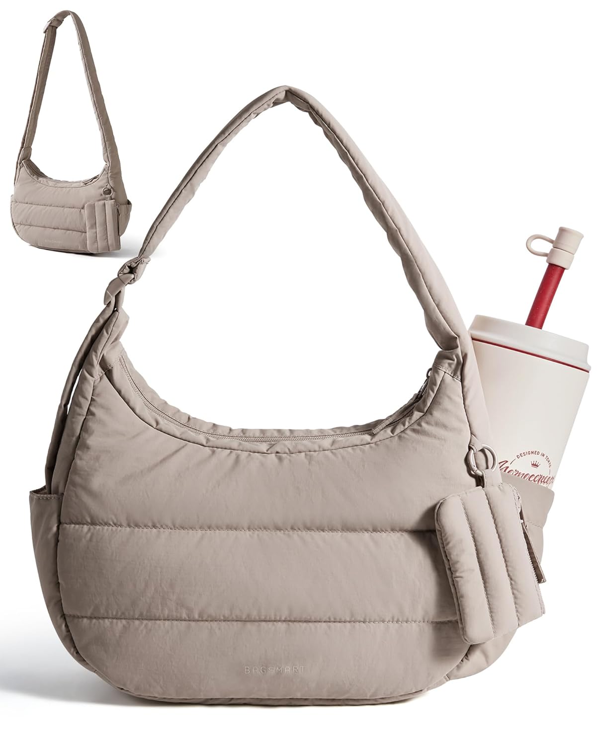 BAGSMART Shoulder Bag for Women Small Puffer Purses Crossbody Bag Lightweight Fluffy Hobo Handbag Puffy Pouch