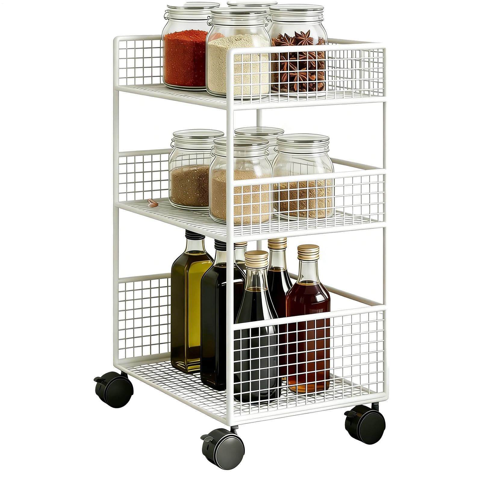 Carrito para Snacks Carrito Metálico de 3 Niveles con Ruedas, | Almacenador de Cocina Para Cocina, Oficina, Limpieza, Universitario, Baño, Aula, Manualidades,